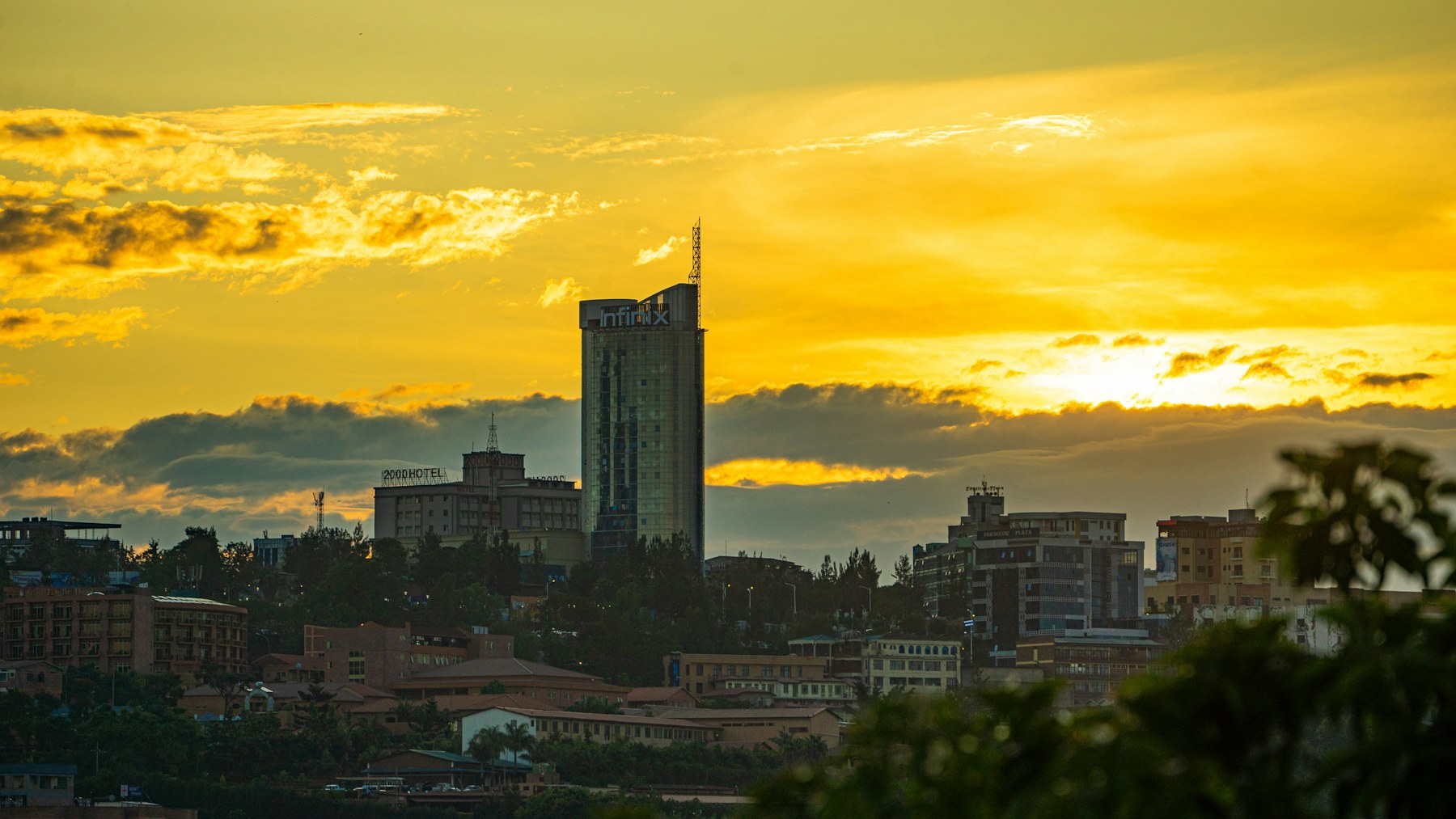 Kigali skyline at golden hour
